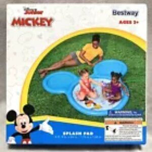 Disney Jr. Mickey & Minnie Mouse Head Shape Inflatable Water Splash Pad 2t NIB